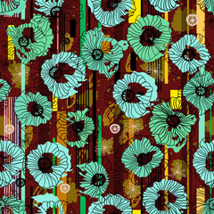 Bouquet colorful flowers with elegant background for textile fabric Seamless pattern
Digital seamless hand-drawn pattern block print batik vector