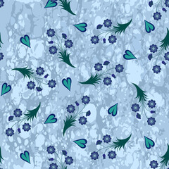 Gray And Blue Combinations Looks So Perfect On This Seamless Allover Pattern For Summer Fabric Prints