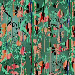 Digital textile design over pattern with Mughal art and background
