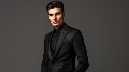 Obraz premium Handsome man wear black suit. 