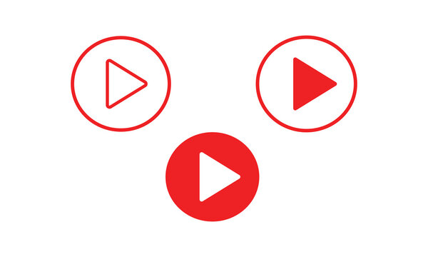red play Icon set. Play button vector icon collections.
