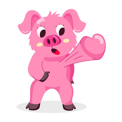Cute flat sticker of a lovely pig 

