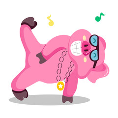 Cool pig breakdance, flat style sticker 


