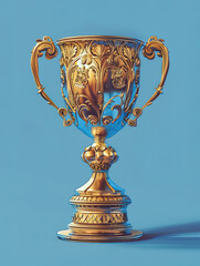 An exquisite golden trophy decorated by carve patterns