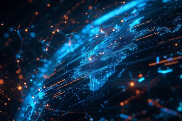Obraz premium Digital Global Network Interconnected World