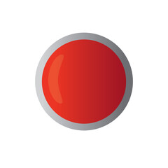 Blank circle glossy button. Empty round glassy icon. Clean polished red shape