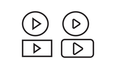 Play button icons. Silhouette of video play icon set. Black play video symbol isolated on white background. Digital web vector. EPS 10