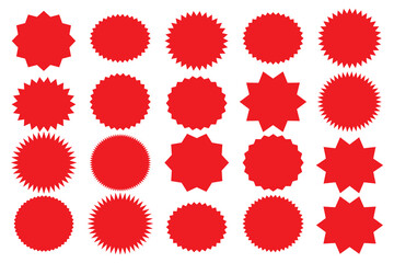 Retro stars, sunburst. Red beams firework. Design elements. Best for sale sticker, price tag, quality mark. Flat vector illustration Isolated on white background.
