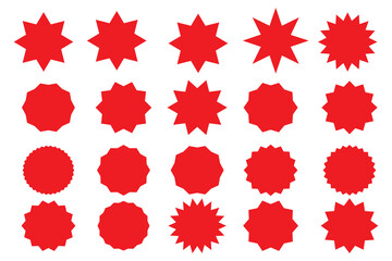 Retro stars, sunburst. Red beams firework. Design elements. Best for sale sticker, price tag, quality mark. Flat vector illustration Isolated on white background.

