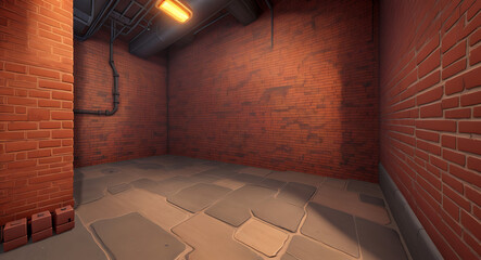 A brick wall texture with metal grates and vents, adding an industrial or steampunk feel to a platformer game.

