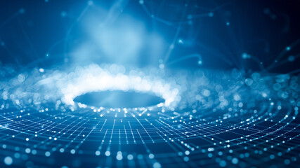 Abstract glowing network structure with highlighted nodes and lines