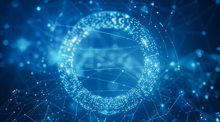 Abstract glowing network structure with highlighted nodes and lines
