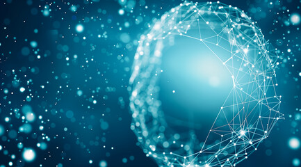 Abstract glowing network structure with highlighted nodes and lines