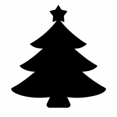 Obraz premium Christmas tree Vector Illustration, tree Vector Art, Christmas tree Silhouette, christmas tree isolated on white cartoon Character icon 