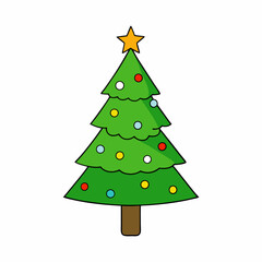 Christmas tree Vector Illustration, tree Vector Art, Christmas tree Silhouette, christmas tree isolated on white cartoon Character icon	