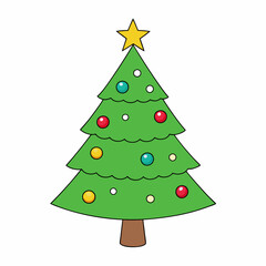 Christmas tree Vector Illustration, tree Vector Art, Christmas tree Silhouette, christmas tree isolated on white cartoon Character icon	