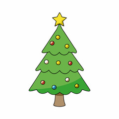 Christmas tree Vector Illustration, tree Vector Art, Christmas tree Silhouette, christmas tree isolated on white cartoon Character icon	