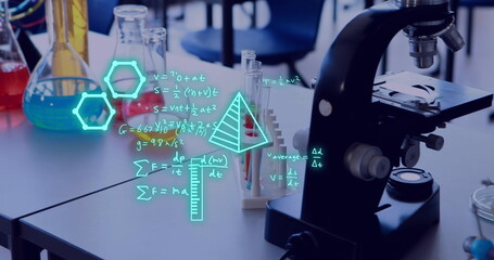 Image of scientific data processing over laboratory