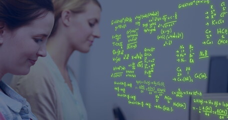 Image of equations and data processing over caucasian students