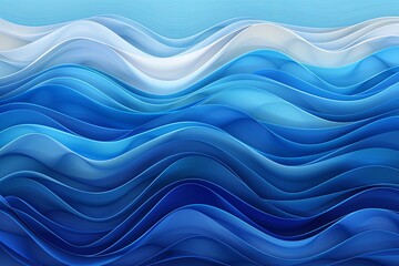 Abstract illustration of layered, wavy lines in various shades of blue and white, creating a fluid oceanic effect