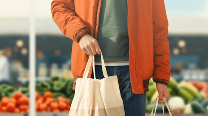 A Leisurely Visit to the Local Farmers' Market with a Reusable Bag