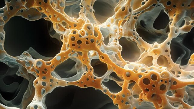 Osteoblasts in the process of mineralization can be seen in this image forming the necessary Calcium and Phosphate crystals for bone strength.