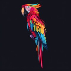 Fototapeta premium Vibrant Vector Illustration of Colorful Gradient Parrot on Black Background - High Resolution 8K HDR Digital Art, Generative Ai
