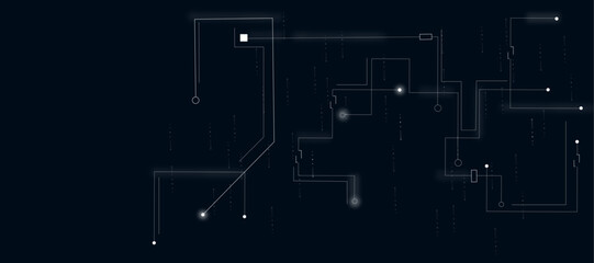 Obraz premium Abstract futuristic shape pattern connection in gradient black technology background.