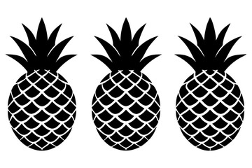 Pineapple Tropical Fruit Vector Illustration. Pineapple with leaf icon

