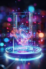 A vibrant holographic heart displayed in a futuristic setting, symbolizing advanced medical technology and innovation in the digital age.