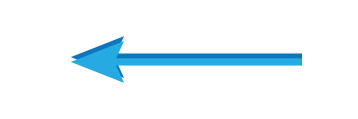 Blue long arrow pointing to the right. Straight long arrow icon, right thin line, blue cursor, horizontal element, thick pointer vector long arrow icon isolated on white background. vector.
