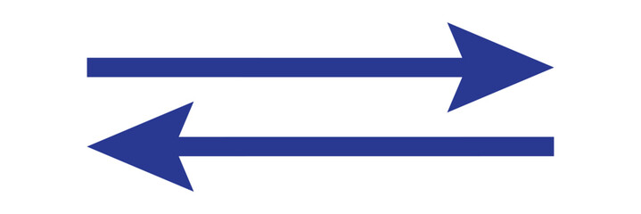 Blue long arrow vector icon set. Blue long arrow pointing to the right. Straight long arrow icon, right thin line, blue cursor, horizontal element, thick pointer vector long arrow icon. Eps 10.
