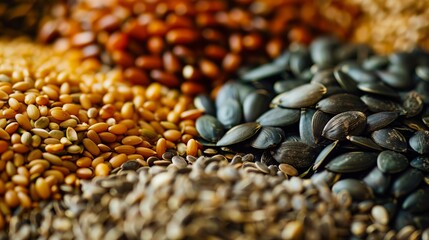 Obraz premium A close up of seeds and grains.