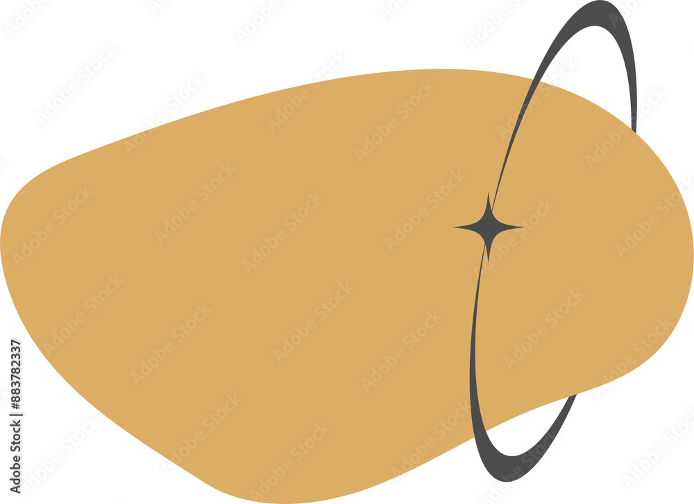Poster irregular organic y2k blob with orbit. abstract round liquid form. random fluid bubble and simple am