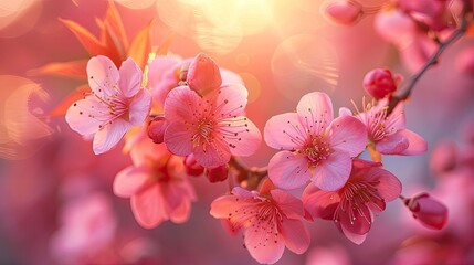 A beautiful branch of cherry blossoms in full bloom