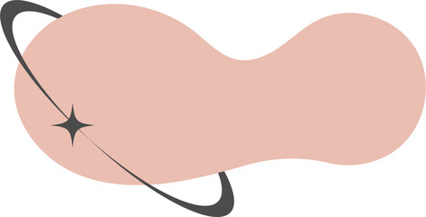 Irregular organic y2k blob with orbit. Abstract round liquid form. Random fluid bubble and simple amoeba wavy splash. Green stain blot and curvy asymmetric stain