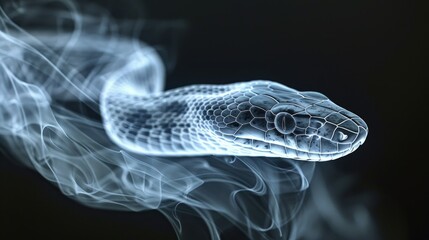 Fototapeta premium ** Ethereal Snake Illuminated: Artistic Rendering of a Serpent in Ghostly Light