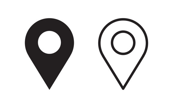Set of map pin location icons. Location pin icon flat vector illustration design, Map marker line icon set. gps position pin sign.