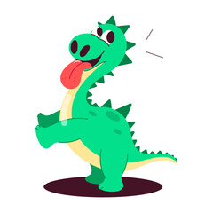 Obraz premium A flat style sticker of happy dinosaur