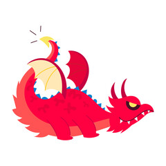 Angry dinosaur sticker in flat style 

