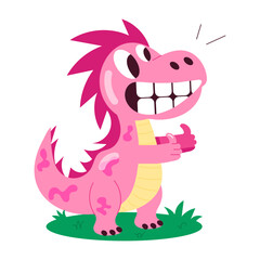 A flat style sticker of scared dinosaur 

