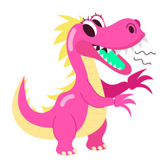A flat style sticker of laughing dinosaur

