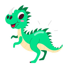 A flat sticker of dinosaur mascot 

