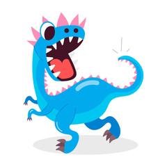Scared running dinosaur, flat style sticker 

