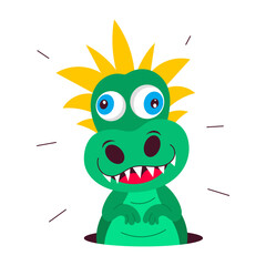 Fototapeta premium A cute cartoon style sticker of funny dinosaur