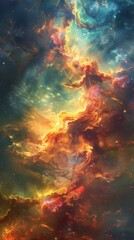 Obraz premium Abstract Colorful Space Galaxy Nebula, Starry Night Universe, Cosmic Science Astronomy, Supernova Background Wallpaper, Watercolor and Ink Style, AI-Generated 4K High-Definition Illustration.