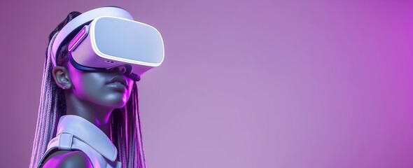 woman in vr glasses, playing video games or fitness and yoga with virtual reality headset, trying to touch something with hand