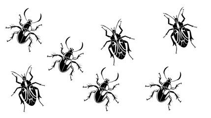 vector isolated set of insect silhouettes