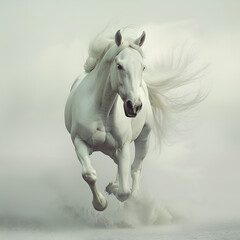 white horse running