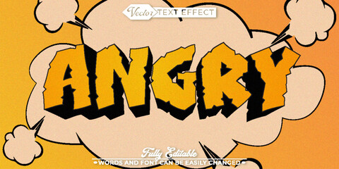 Cartoon Yellow Kid Angry Vector Editable Text Effect Template